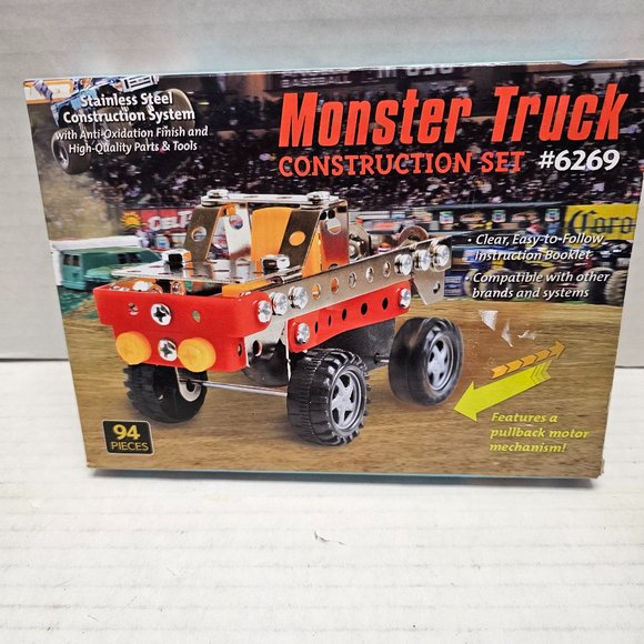 New Monster Truck Construction Set #6269 Stainless Steel 94pcs Pullback Motor - Picture 1 of 13